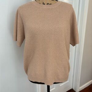 Women Nine West Tan Knit XL Short Sleeve Top Small‎ Snag Light Weight